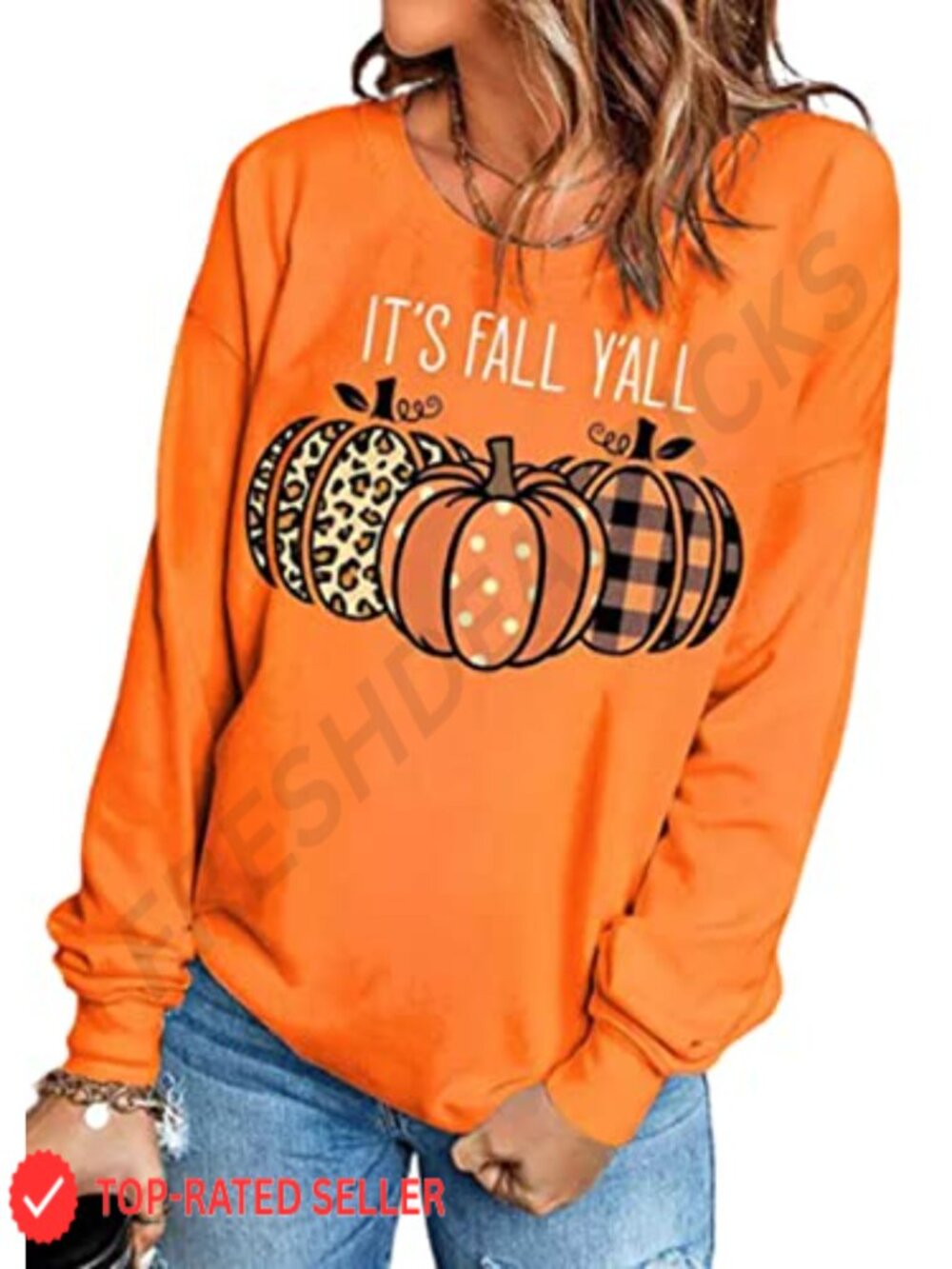 Leopard Plaid Dot Pumpkin Sweatshirt Women's Fall Halloween Pullover Long Sleeve